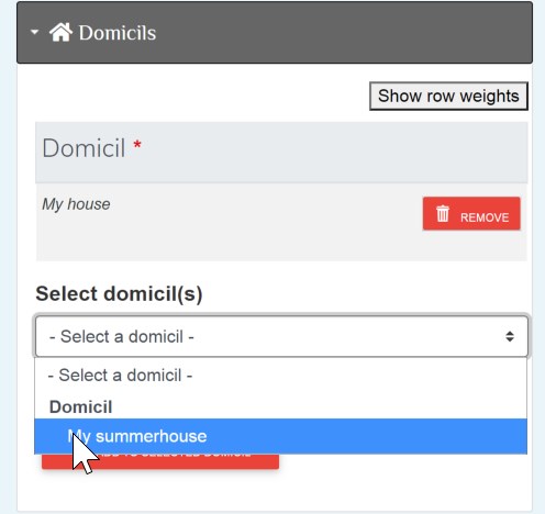 Select additional domicil